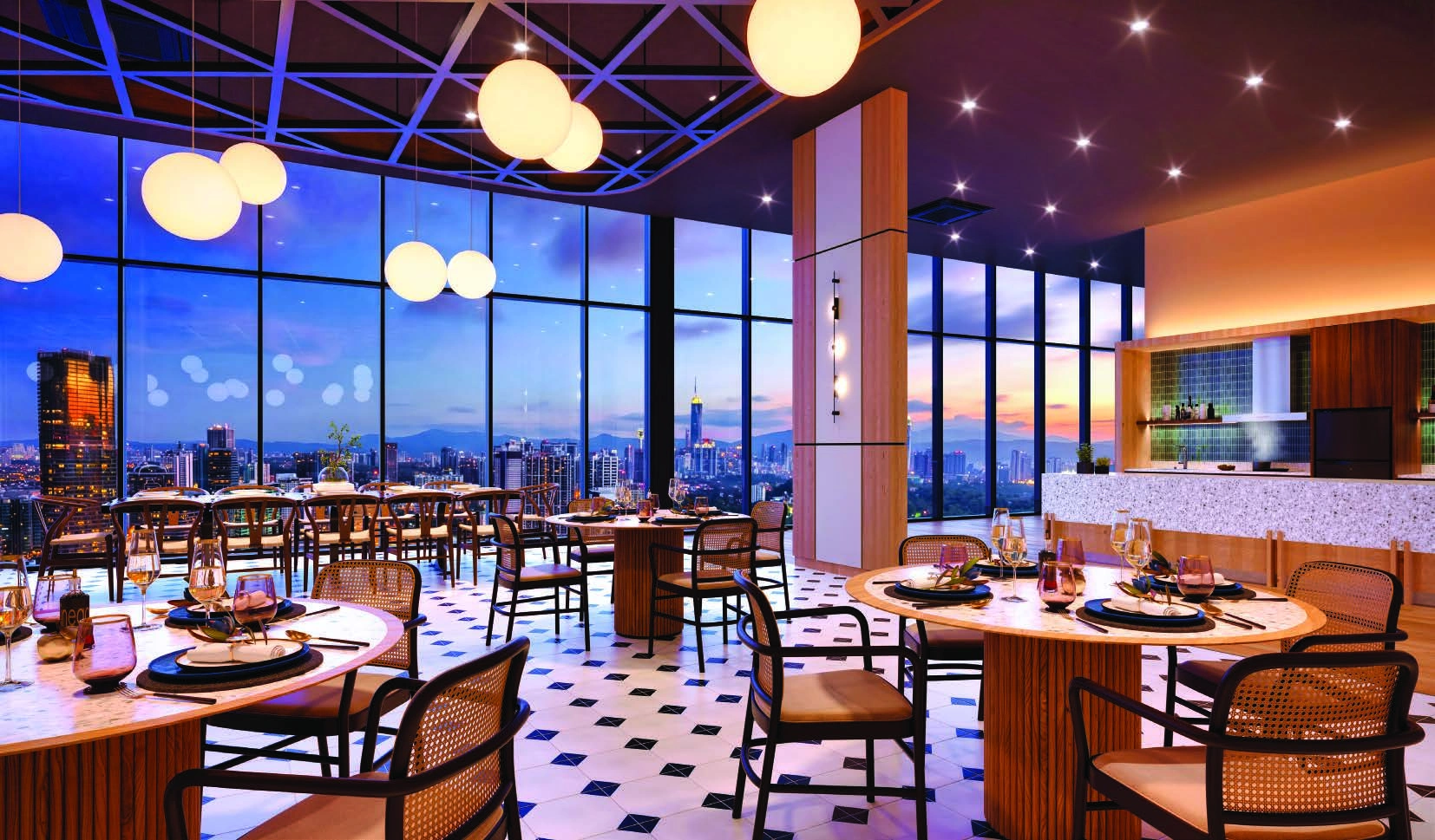 Lunar Seputeh gourmet kitchen dining interior, artist's impression